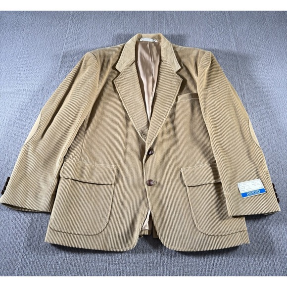 Vintage Land's End Corduroy Cotton Blazer Tan Elbow‎ Pads 43R NWT VTG - Picture 2 of 11